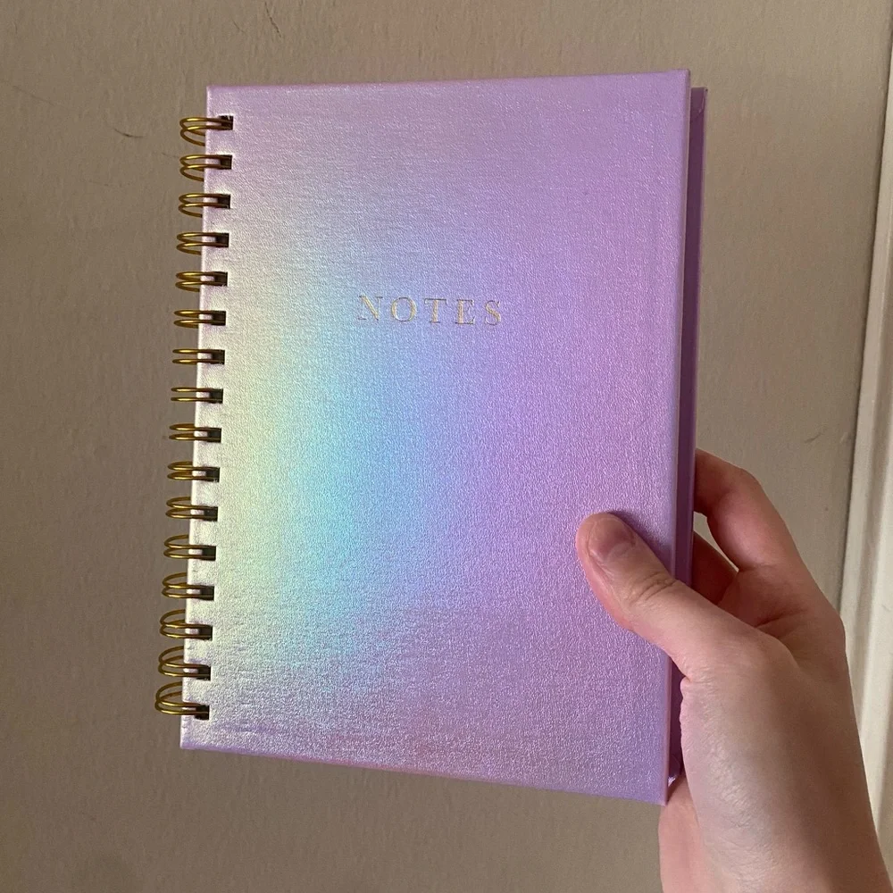 Iridescent Lilac Purple Pastel Rainbow Spiral Bound Lined Journal Notebook